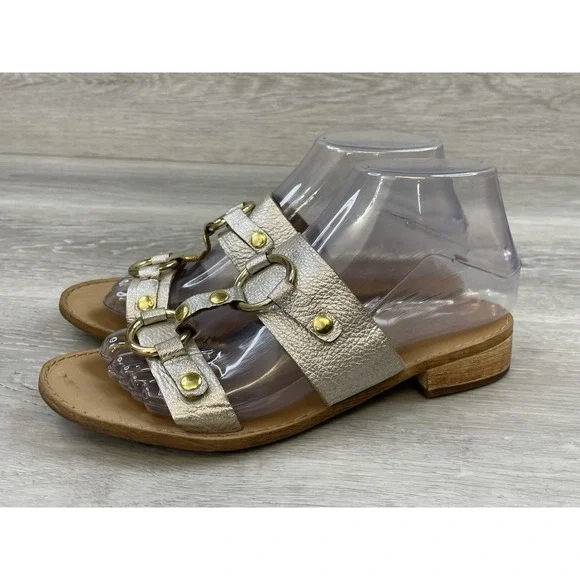 Latigo Rush Women's Sandal Silver Leather 6.5 Double Strap Buckle Boho Comfort - Picture 3 of 10